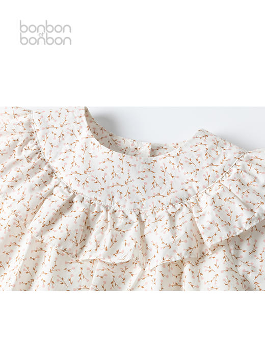 樱花粉荷叶边长袖连衣裙 商品图2