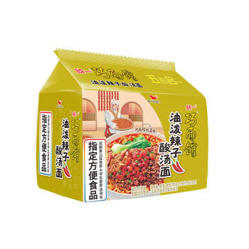 统一 巧面馆油泼辣子酸汤面 110g袋面*5袋 五连包新老包装随机发货 /粮油调味 /方便食品 /方便面 商品图0