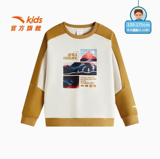 安踏男童户外卫衣加绒加厚套头衫2025春季新款儿童圆领运动上衣潮352516417N 商品图0