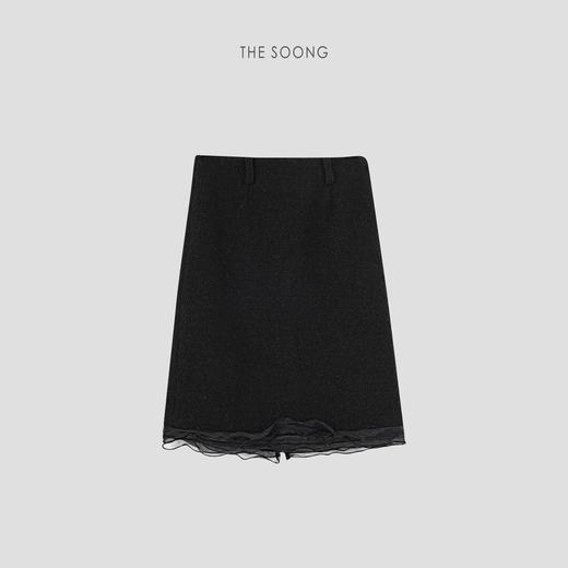 THESOONG"高知优雅"羊毛保暖荷叶边网纱抗起球毛呢半身裙HWQZ6262 商品图0