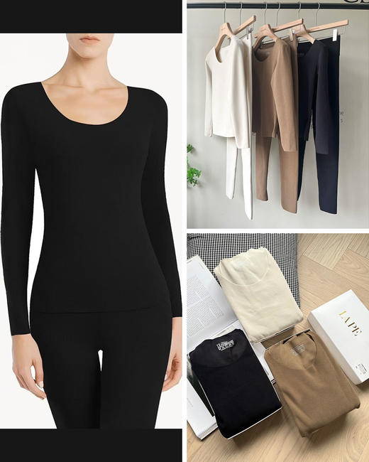 现货 THS 12.16-无 lap家 女士护宫发热保暖修身保暖内衣套装3色 BP218 商品图0