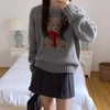 【YW】无忧购韩系东大门百搭小熊立体围巾圆领宽松小个子针织毛衣86097（截单后7天发货) 商品缩略图4