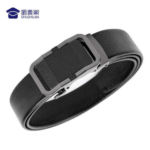 【牛皮自动扣腰带（扣头可定制图案）】男士自动扣快速穿脱腰带皮带 头层牛皮裤带柔韧耐折防断耐用 商品图0