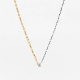 订购8周到｜Yvonne Leon-diamant rond pm 2 ors-独立之光 双色金 圆钻 项链［法国设计师］