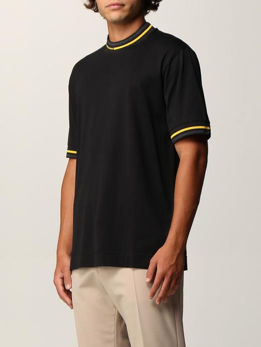 FD 2025春夏新款 Logo螺纹 条纹饰边 休闲纯棉圆领短袖T恤 Z-12226 商品图1