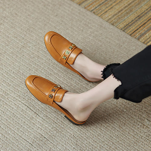 【圆头女款皮质半拖鞋】时尚利落，干净简约，百搭女鞋 商品图2