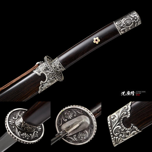 百战牛尾刀 汉唐刀剑 花纹钢唐横刀剑 龙泉沈广隆宝剑一体刀剑 收藏传统刀剑 未开刃 商品图4