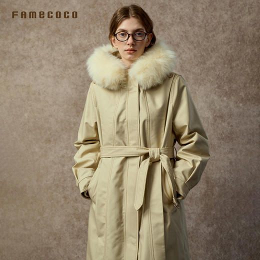 Famecoco范可儿连帽派克长款羽绒服90绒保暖可拆胆FAC8AH010 商品图3