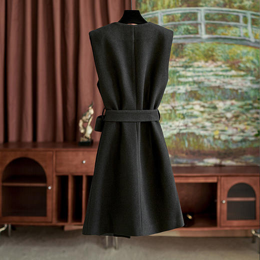 【高货wl】全新升级【铂金会员349/天猫469/差价120】(02050) 洛诗琳高级感法式复古连衣裙羊毛混纺简约气质通勤背心裙 商品图2