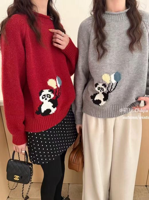 【YW】无忧购韩系ins百搭气球小熊卡通可爱圆领针织衫86103（截单后7天发货) 商品图1