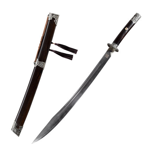 百战牛尾刀 汉唐刀剑 花纹钢唐横刀剑 龙泉沈广隆宝剑一体刀剑 收藏传统刀剑 未开刃 商品图6