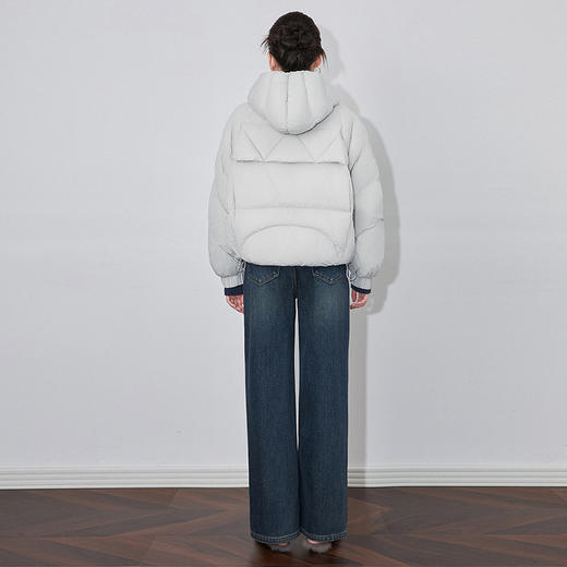 【高货wl】全新升级【铂金会员551/天猫749/差价198】(04209) 洛诗琳冬季短款连帽立领三角菱格绗线宽松直筒加厚羽绒服 商品图4