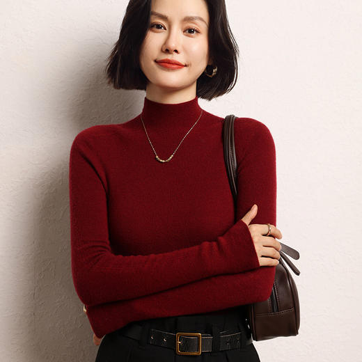 【高货QJ】全新升级【铂金会员422/天猫579/差价157】(14109) 洛诗琳一线成衣无缝2024羊绒秋冬女半高领羊毛针织打底衫 商品图1