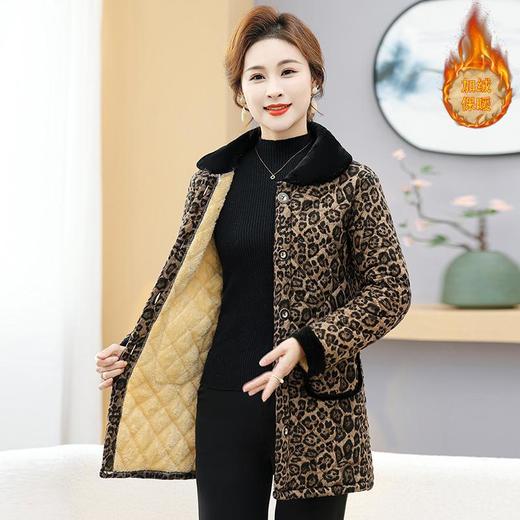 NP-妈妈冬季中长款加绒保暖花棉袄外套中年女装时尚棉服上衣新款棉衣 商品图1