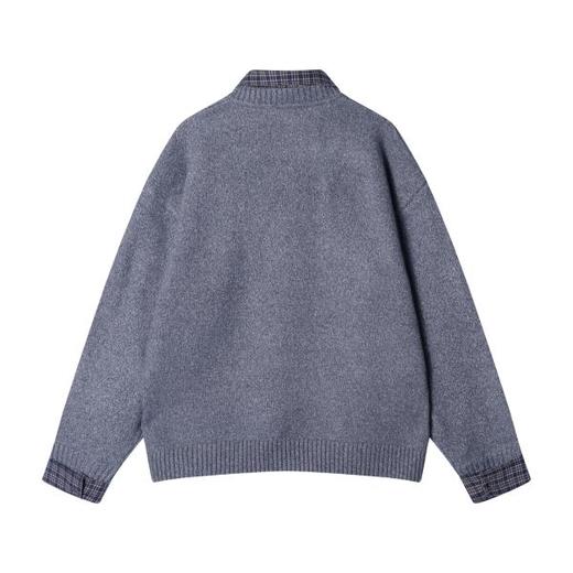 秋冬季新款时尚个性韩版半纽扣拼接衬衫翻领假两件毛衣百搭简约潮 商品图4