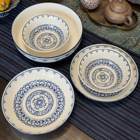 29.9元到手6个！整套餐具可选！新中式青花碗盘，繁花蓝调，精美新中式青花图案，1300°高温烧制，瓷质安全细腻，釉下彩工艺，可进微波炉！盘子、饭碗、汤碗...
