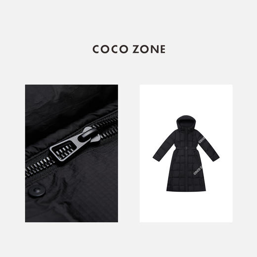 COCO ZONE 90鹅绒冬季拉链口袋连帽长款羽绒服CC2D3342 商品图2