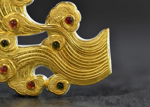 錾刻金包银如意树碧玺胸针 商品图4