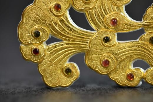 錾刻金包银如意树碧玺胸针 商品图3