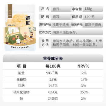 姚朵朵 银耳200g/袋 糯耳 丑耳 百合枸杞红枣莲子羹 凉拌火锅 炖煮软糯  /粮油调味 /南北干货 /菌菇干货 商品图0