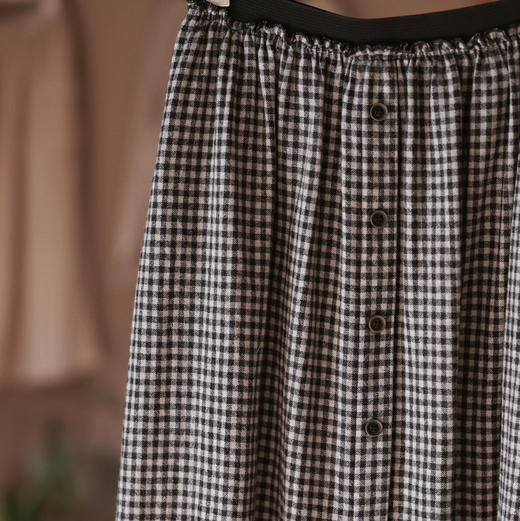 日本制羊毛黑白小格子半裙 商品图4