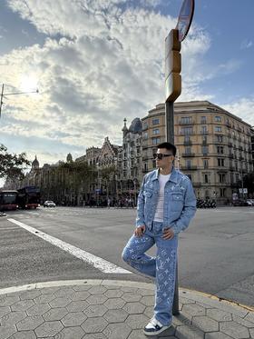 驴家 烂花牛仔套装 长裤子（JN）