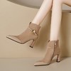 【预售5天】优雅气质名媛时装靴秋冬季新款靴子尖头粗跟高跟女靴金属扣短靴女QS&6053 商品缩略图2