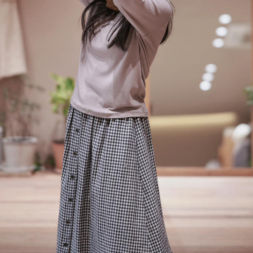 日本制羊毛黑白小格子半裙 商品图3