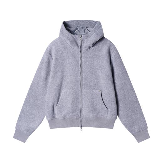 WY613秋冬新款个性纯色绒面立领连帽开衫拉链卫衣百搭休闲外套 商品图1