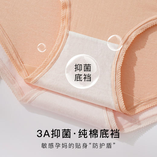 孕妇托腹裤内裤女3A抑菌纯棉裆无痕高弹大码不勒肚舞蝶孕妇内裤3条装 商品图4