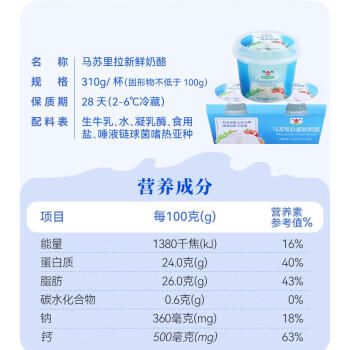 和润马苏里拉 水浸式奶酪球310g*2新鲜原制奶酪（固型物100g*2） /粮油调味 /奶酪黄油 /奶酪/奶酪制品 商品图2