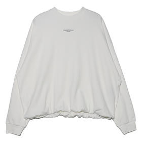 2416806圆领套头T恤长袖白色百搭春季宽松纯色设计感男女同款