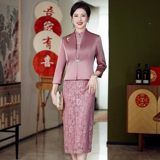 JY6619喜婆婆婚宴装婚礼妈妈装2024春秋季新品喜婆婆婚礼装套装连衣裙 商品图4