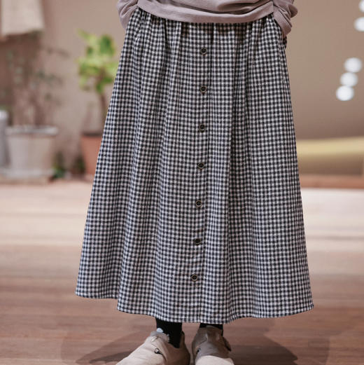 日本制羊毛黑白小格子半裙 商品图2