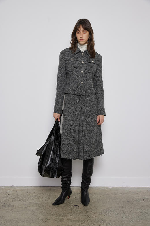 简约粗花呢修身外套 商品图0