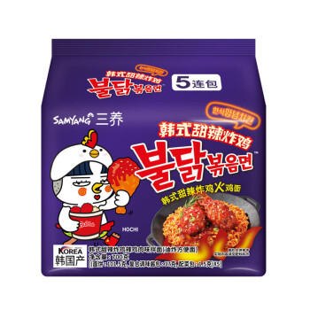 三养（SAMYANG）火鸡面三养甜辣炸鸡味火鸡面方便面700g(140g*5)早餐泡面拌面宵夜 /粮油调味 /方便食品 /方便面 商品图4