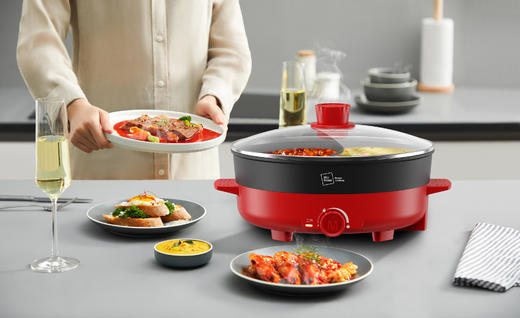米技生活红色鸳鸯锅EMP-L4508家用电火锅料理锅 商品图1