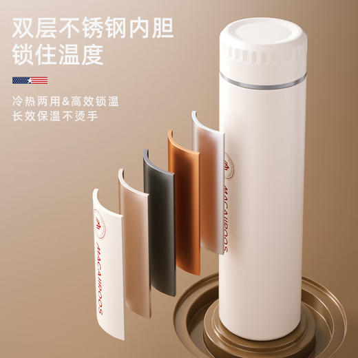 【小家电】迈卡罗Macaiiroos保温杯500ml水瓶304不锈钢保温瓶茶水分离杯子MC-8506BW HF 商品图2