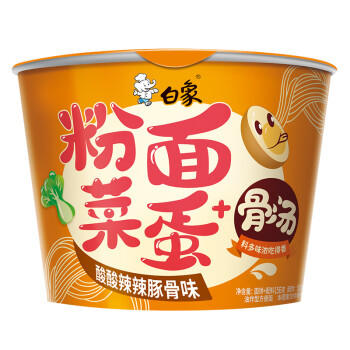 白象方便面 粉面菜蛋酸辣豚骨味泡面粉丝卤蛋整箱156g*12桶 /粮油调味 /方便食品 /方便面 商品图0