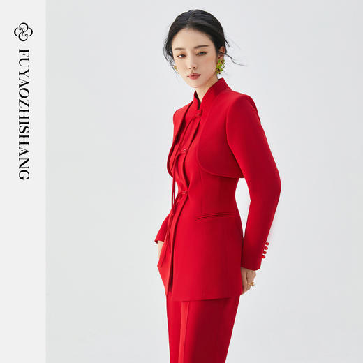 新中式复古盘扣西装两件套秋冬时尚套装 商品图2