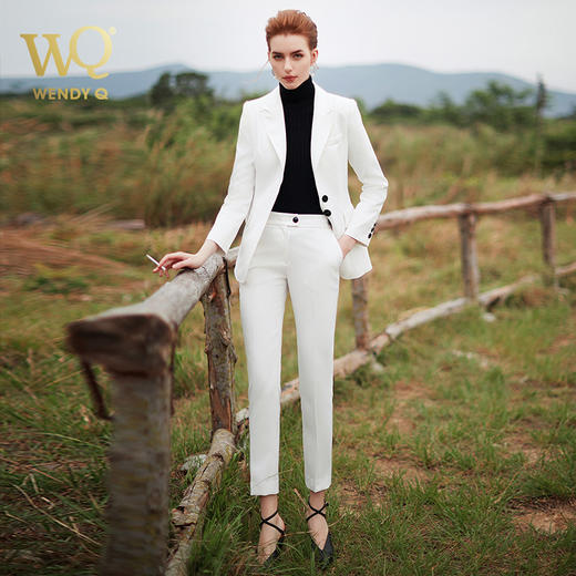 春秋白色帅气长袖西装套装女职业 商品图4