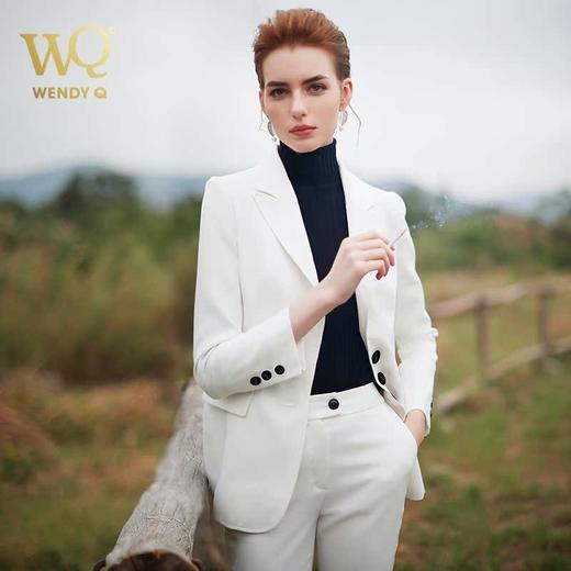春秋白色帅气长袖西装套装女职业 商品图0