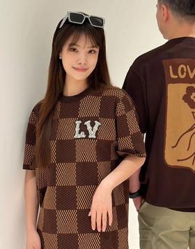 驴家 格纹重工立体钉珠毛织T恤（JN）