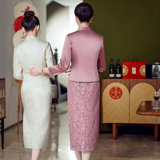 JY6619喜婆婆婚宴装婚礼妈妈装2024春秋季新品喜婆婆婚礼装套装连衣裙 商品图3