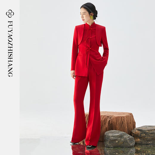 新中式复古盘扣西装两件套秋冬时尚套装 商品图7