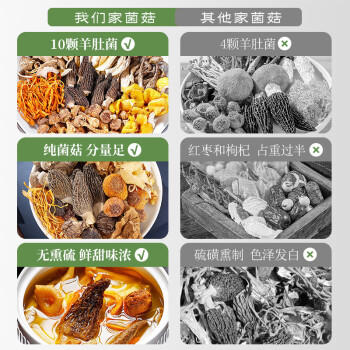 甄菌子松茸羊肚菌汤包80g 纯菌菇无硫熏八味山珍煲汤火锅食材 云南特产 /粮油调味 /南北干货 /组合干货 商品图5