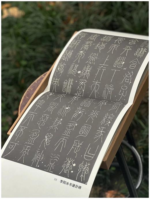 《永不落幕的经典：石刻篆书编》，采用单页双面纸盒包装，单页多为28X40.5厘米尺寸。计44张，87面，56个品种的篆书石刻，售价298元。 商品图7