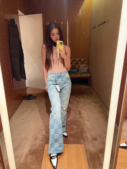 驴家 棋盘格牛仔套装长裤（JN） 商品图0