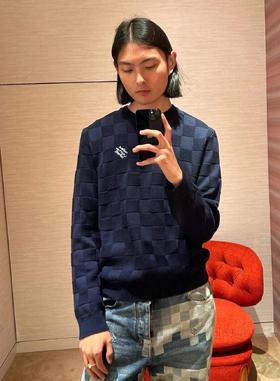 驴家 羊毛钉珠 棋盘格套头毛衣（JN）