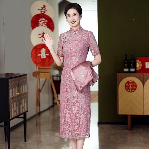 JY6619喜婆婆婚宴装婚礼妈妈装2024春秋季新品喜婆婆婚礼装套装连衣裙 商品图2